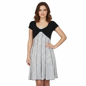 Joseph Ribkoff Black & White Polka Dot Fit & Flare Midi Dress Shrug Bolero